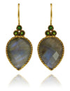 Fancy Peacock Earrings Labradorite and Green Tourmaline