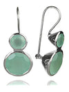 Large Jaipuri Two Stone Drop Earrings Aqua Chalcedony