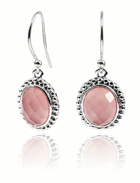 Oval Bali Drops Pink Chalcedony