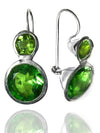 Large Jaipuri Two Stone Drop Earrings Green Glass