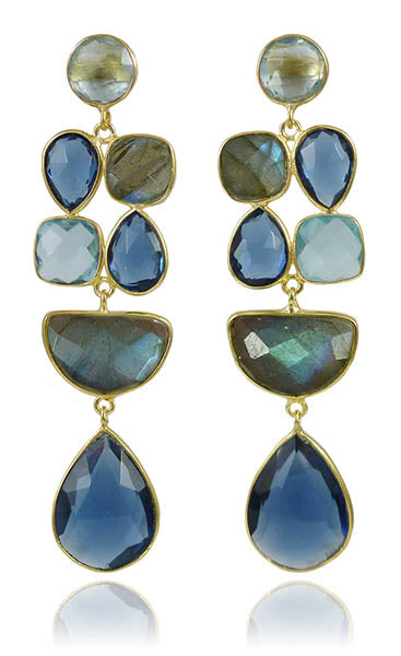 Gaudy Gaudi Earrings Labradorite and Hydraquartz