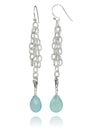 Triple Chained Quartz Drop Earrings (Aqua Chalcedony)