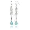 Triple Chained Quartz Drop Earrings (Aqua Chalcedony)