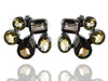 Five Stone Jaipuri Cluster Stud Earrings (Citrine / Smokey Quartz)