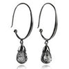 Jaipuri Circular Gemstone Drop Earrings (Black Rutile Quartz)