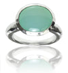 Hammered Gaudi Oval Ring - Aqua Chalcedony